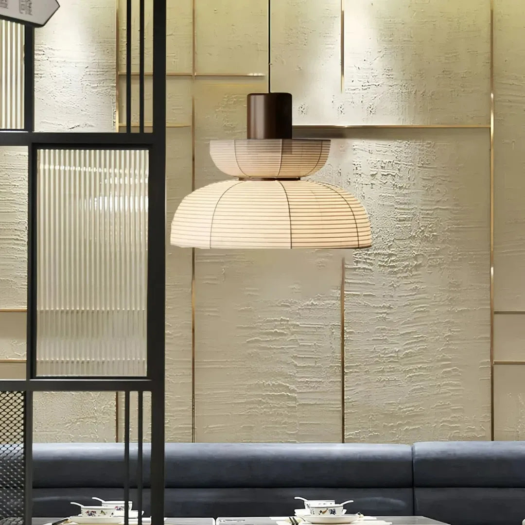 Pendelleuchte im japanischen Stil aus Stoff für Esszimmer