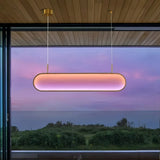 Ovale LED-Pendelleuchte in Silber mit Acrylabdeckung