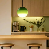 Bunte LED Pendelleuchte Kugel aus Glas für Esszimmer