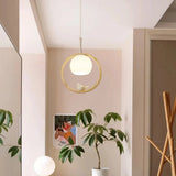 Skandinavische LED-Pendelleuchte aus Holz in Ringform für das Esszimmer