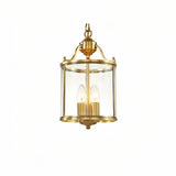 Landhaus Pendelleuchte aus Glas und Messing für Esszimmer