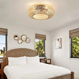 Leiser Deckenventilator mit Licht aus Bambusgeflecht