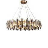 Moderne Pendelleuchte mit Kristallringen dimmbar für Wohnzimmer
