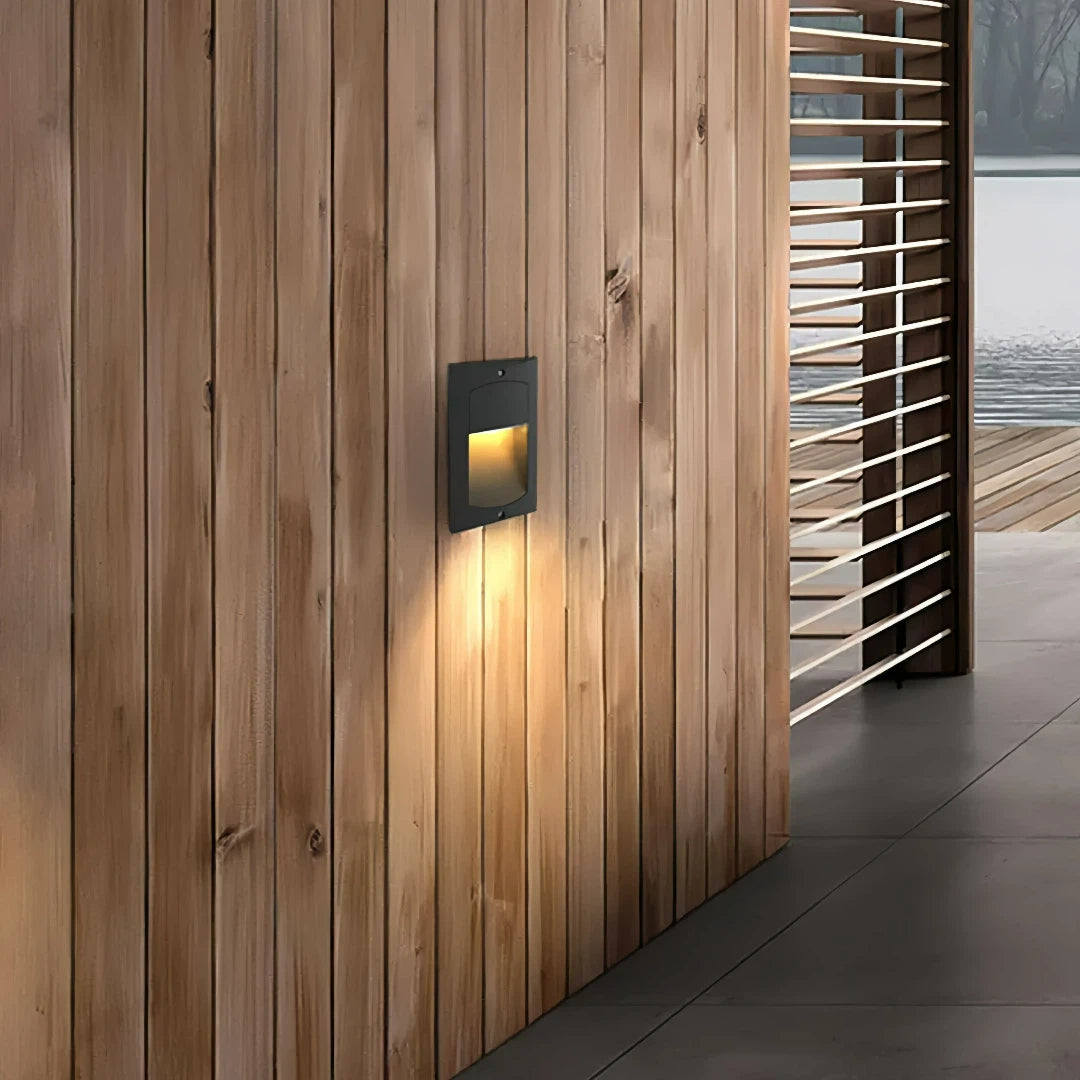 Moderne Außen-Wandeinbauleuchte IP65 in Schwarz