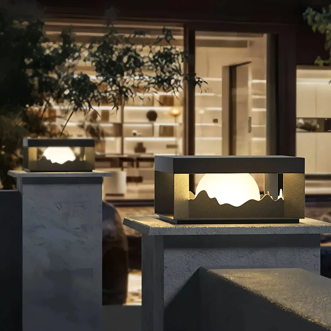 Moderne LED-Sockelleuchte für Terrasse und Garten, Schwarz
