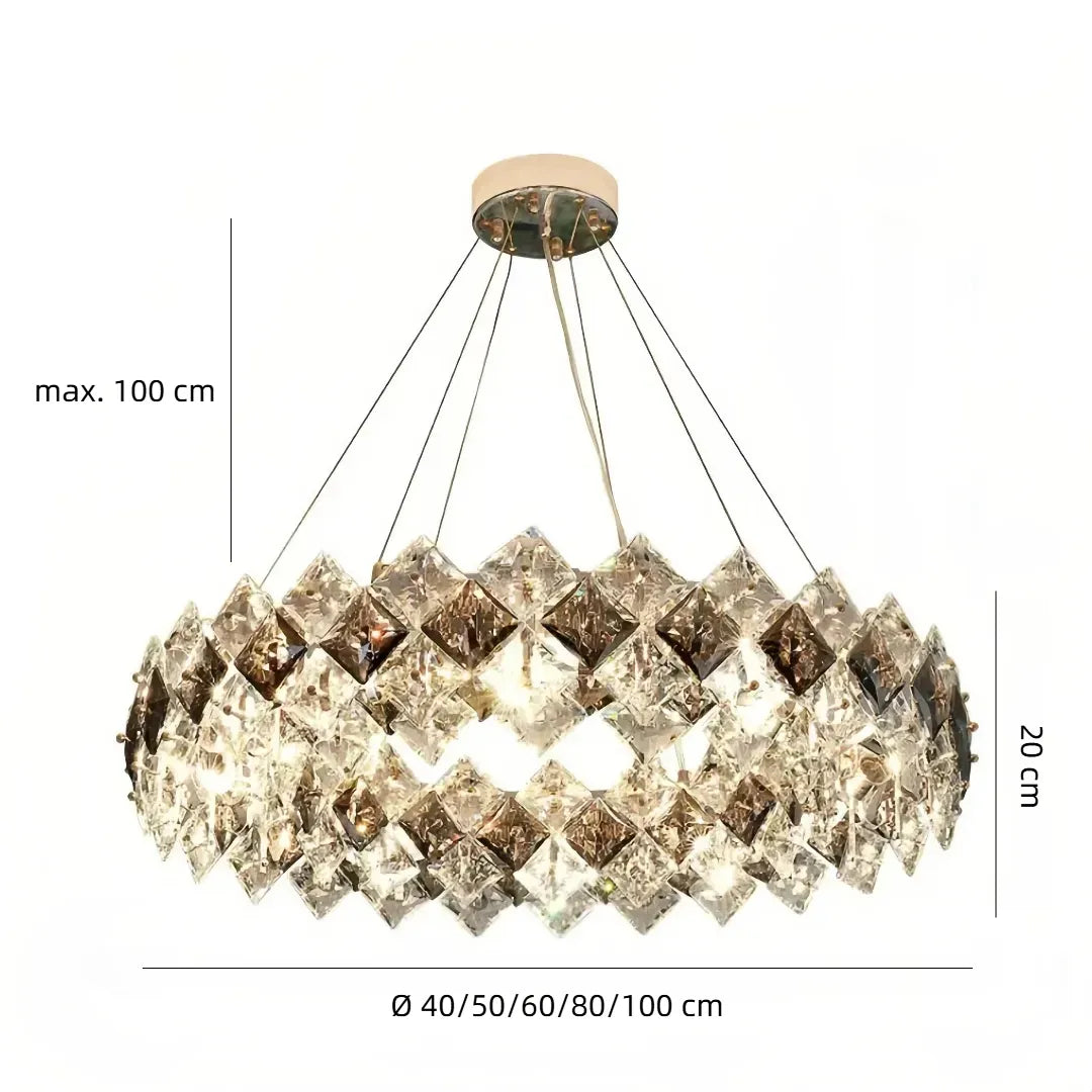 LED-Kristall-Pendelleuchte in fünf Durchmessern von 40 bis 100 cm  