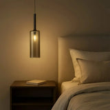 Moderne LED Pendelleuchte aus Glas in Zylinderform für Schlafzimmer
