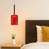Moderne LED Pendelleuchte aus Glas in Zylinderform für Schlafzimmer