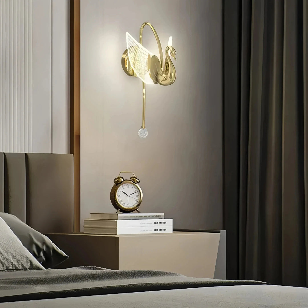 LED Wandleuchte für Schlafzimmer im Schwanen-Design, dimmbar