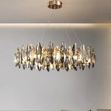 Moderne Pendelleuchte mit Kristallringen dimmbar für Wohnzimmer