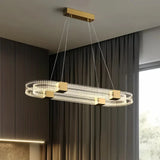 Moderne Ring Pendelleuchte in Goldoptik, dimmbar, ideal für Wohnzimmer