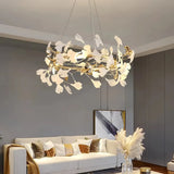 Moderne Keramik-Kronleuchter mit Ginkgo-Design fürs Wohnzimmer
