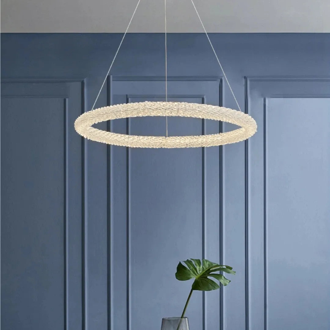 Moderne Kristall-Ring Pendelleuchte für das Wohnzimmer