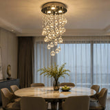 Moderne LED-Kristall-Deckenleuchte in Chrom für das Esszimmer