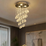 Moderne LED-Kristall-Deckenleuchte in Chrom für das Esszimmer