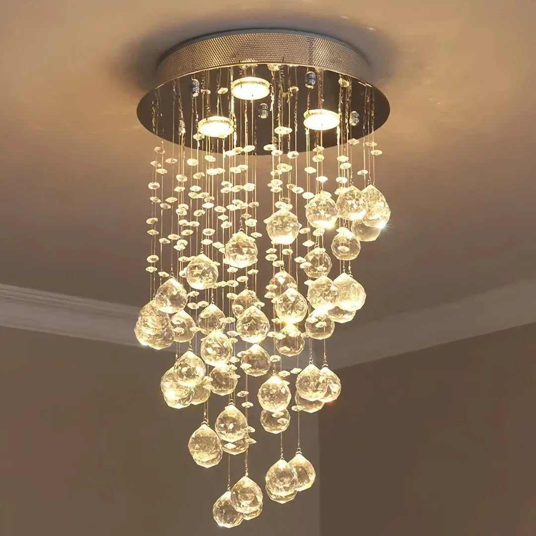 Moderne LED-Kristall-Deckenleuchte in Chrom für das Esszimmer