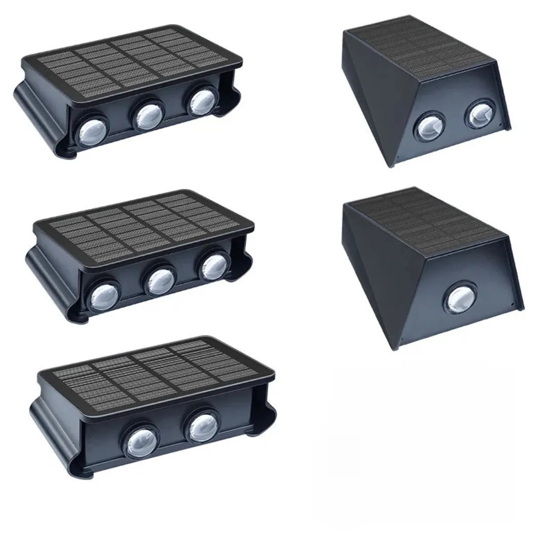 Moderne LED-Solar-Außenwandleuchte Schwarz IP65