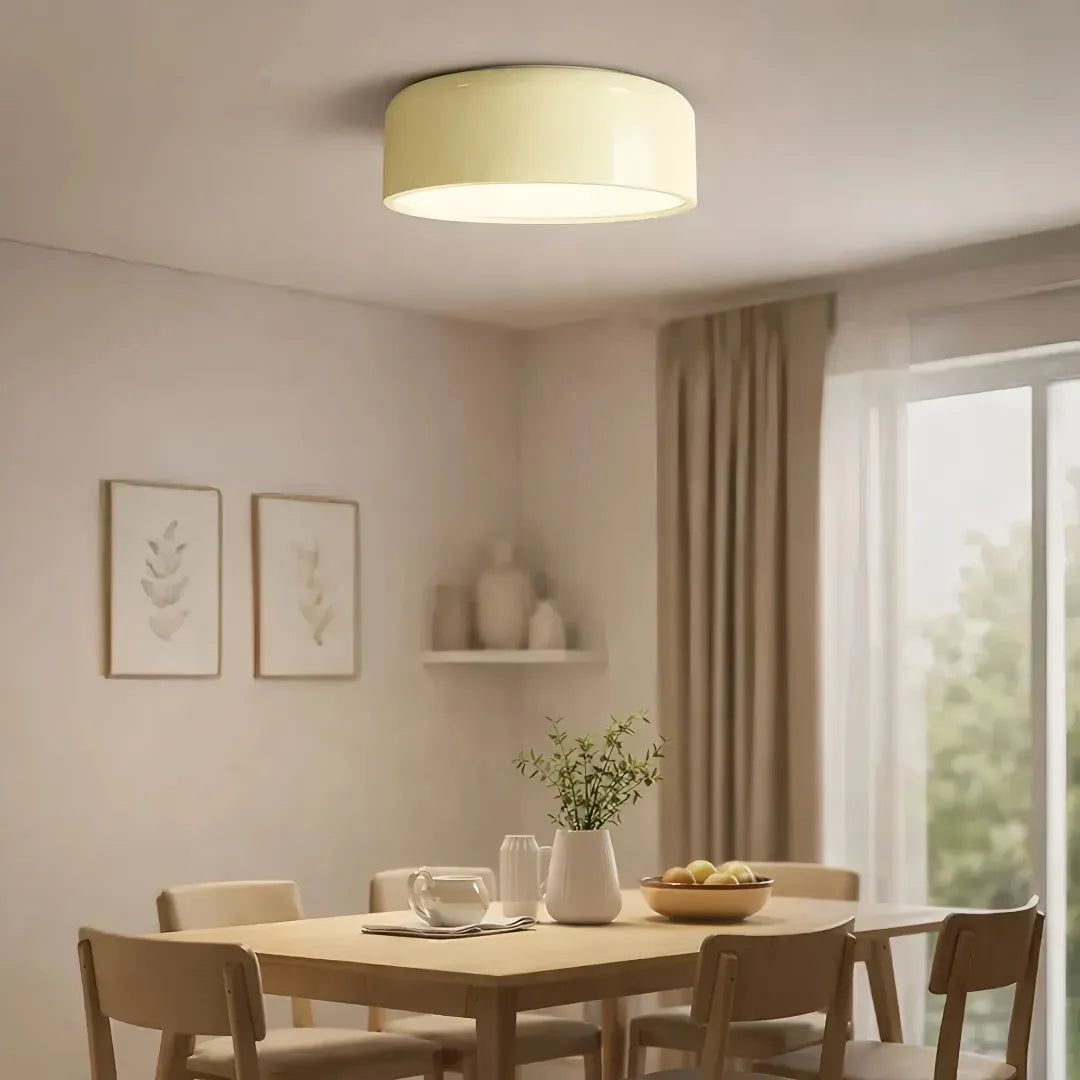 Runde dimmbare LED-Deckenleuchte im Morandi-Stil für Schlafzimmer