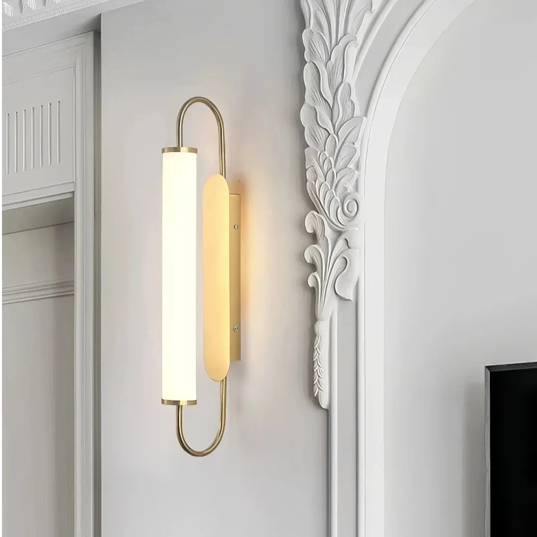 Moderne Gold Wandleuchte aus Metall und Glas für Schlafzimmer