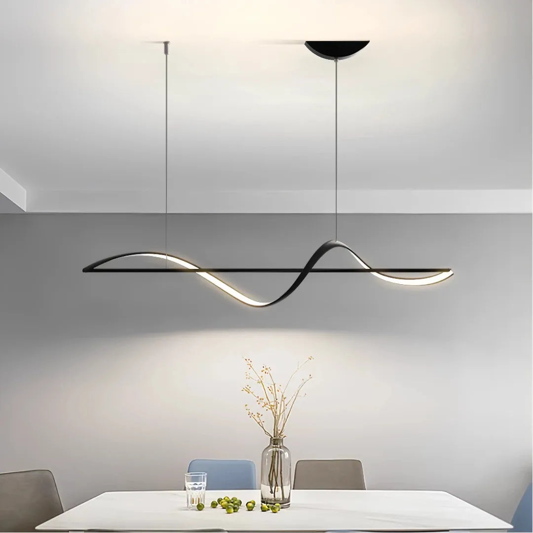 LED Schwarze dimmbare LED-Pendelleuchte aus Metall für das EsszimmerEsszimmer aus Metall in Schwarz