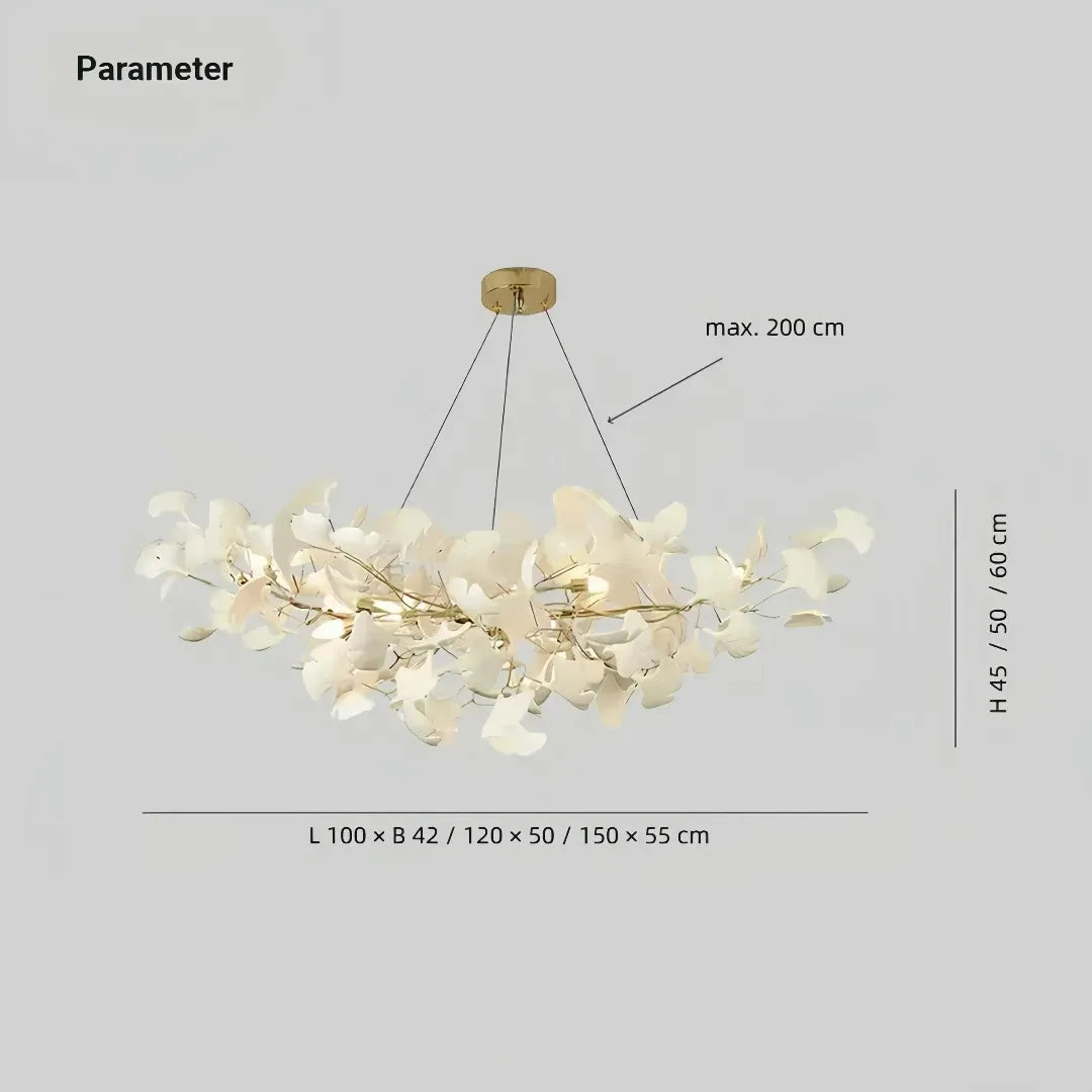 Großer Ginkgo Kronleuchter für elegantes Wohnzimmer