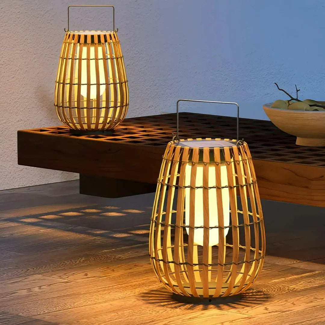 Rattan Außenstehleuchte Solar 40 cm
