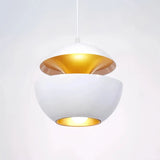 Moderne Kugel-Pendelleuchte 25 cm Weiß-Gold