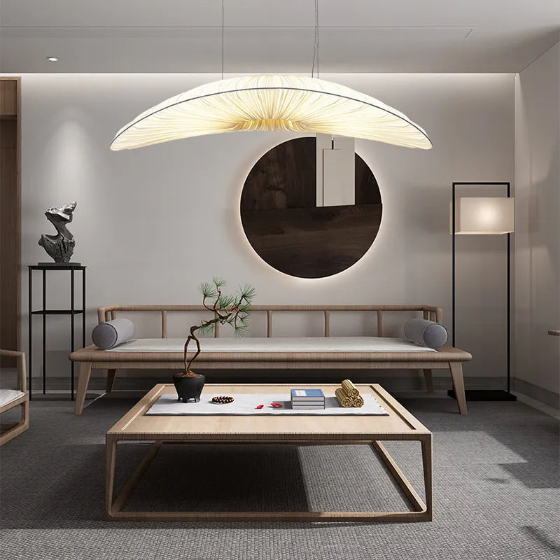 Pendelleuchte Stoff Groß Weißer in Bogenform Skandinavisch für Esszimmer