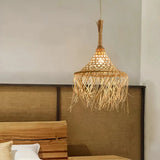 Pendelleuchte aus Rattan und Stroh im Boho Stil für Esszimmer