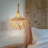 Pendelleuchte aus Rattan und Stroh im Boho Stil für Esszimmer