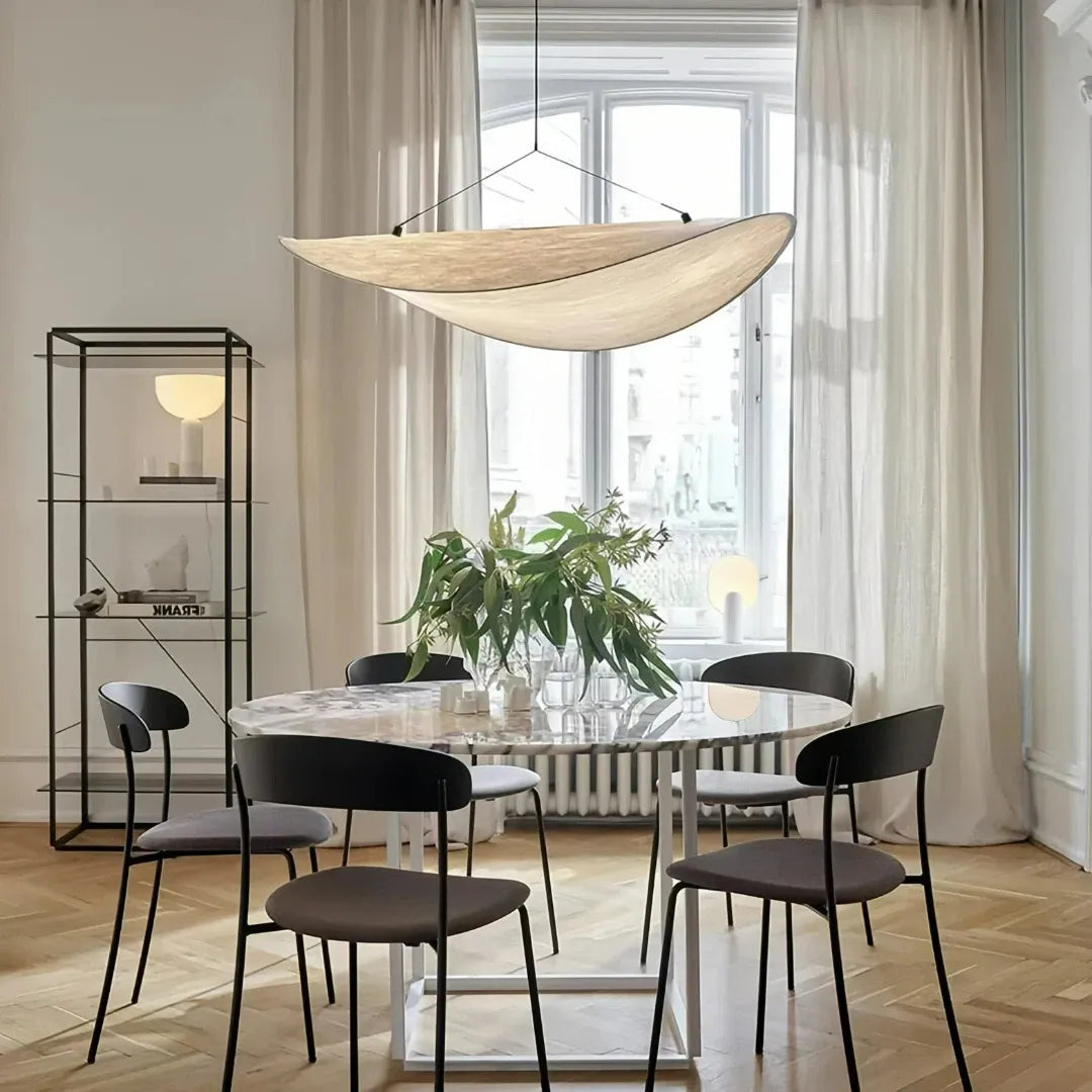 Wabi Sabi Pendelleuchte aus Seide für Esszimmer