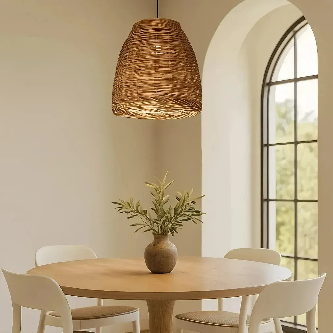 Rattan Hängelampe im Boho-Stil für Esszimmer