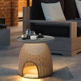 Rattan Solarleuchte für Terrasse und Garten im Korbdesign