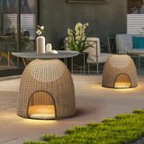 Rattan Solarleuchte für Terrasse und Garten im Korbdesign