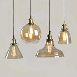 Vier Schirmformen der Retro Glas-Pendelleuchte: A, B, C und D