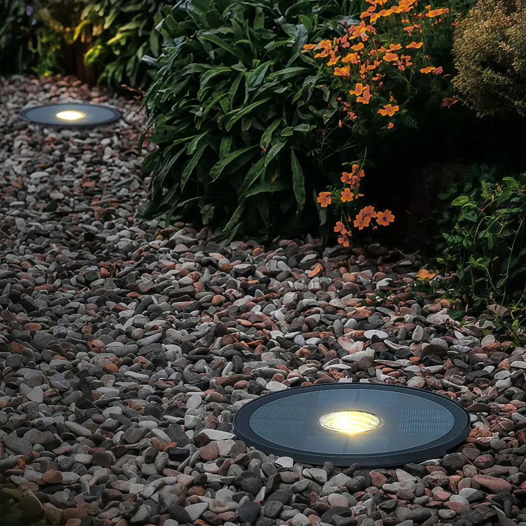 Runde Solar-Bodeneinbauleuchte für den Garten