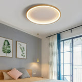 Flache LED-Deckenleuchte aus Holz, dimmbar, Ringdesign, für das Schlafzimmer