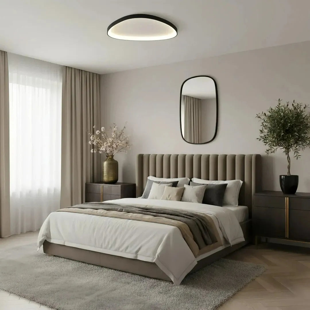 Skandinavische LED-Deckenleuchte fürs Schlafzimmer, dimmbar und ultraflach