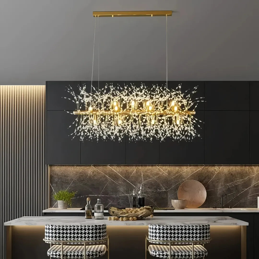 Moderne Sputnik Kristall-Pendelleuchte für den Esstisch – Gold/Chrom, 75–95 cm