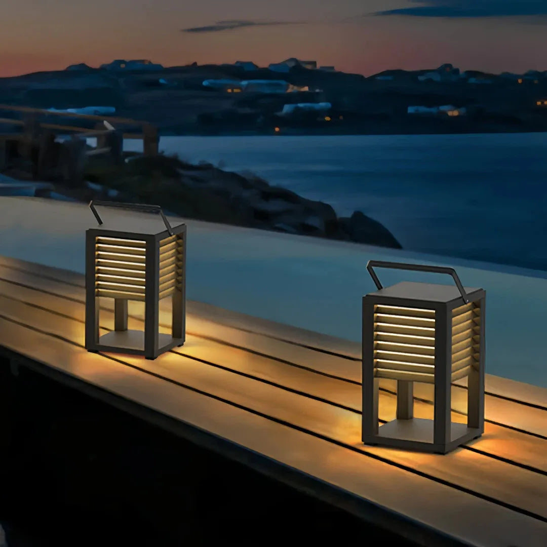 Tragbare Solar-Terrassenlaterne für Garten und Terrasse