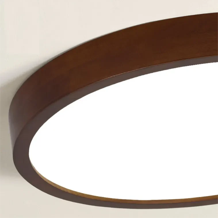 Skandinavische LED Deckenleuchte aus Holz im Wohnzimmer