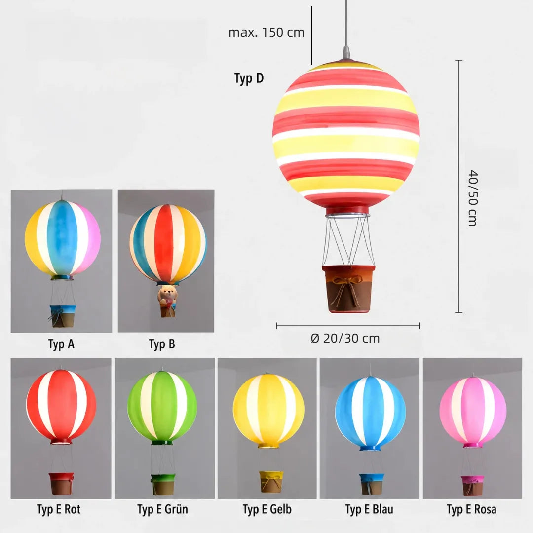 Verspielte Deckenlampe mit Heißluftballon für das Kinderzimmer