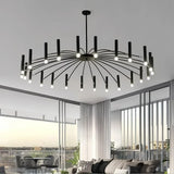 Moderner LED Kronleuchter aus Metall in Schwarz für Wohnzimmer