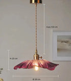 Vintage Hängeleuchte Blume aus rosafarbenem Glas für Esszimmer