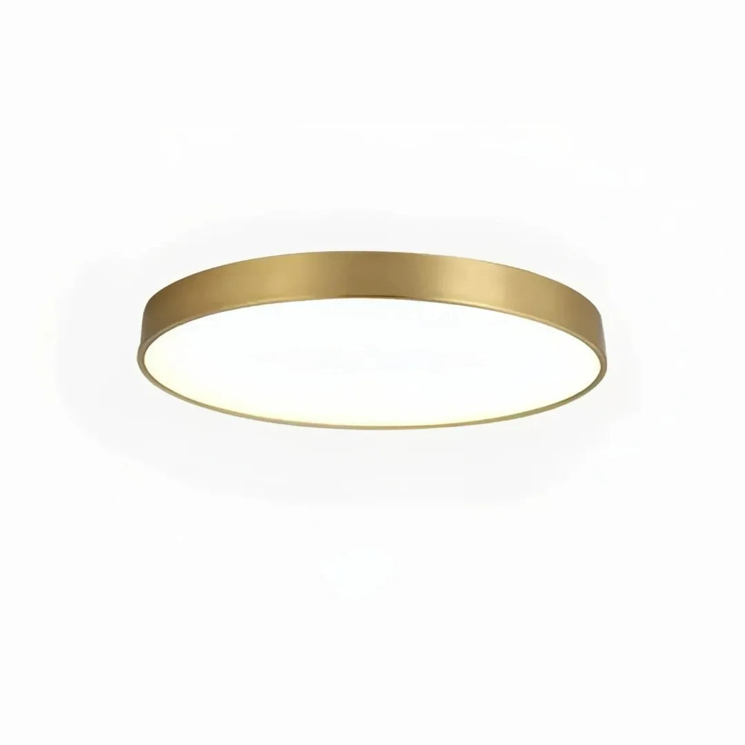 Moderne runde LED-Deckenleuchte aus Kupfer in Gold – dimmbar