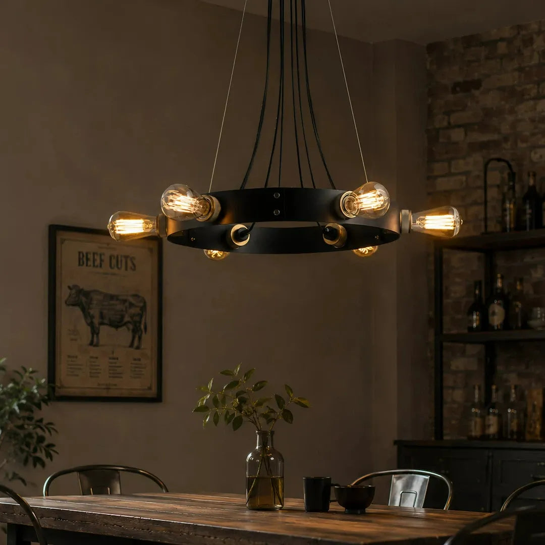 Industrielle Kronleuchter aus Metall im Ringdesign für das Esszimmer