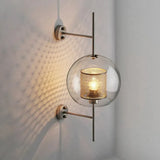Industrial Wandleuchte aus Metall und Glas für das Wohnzimmer