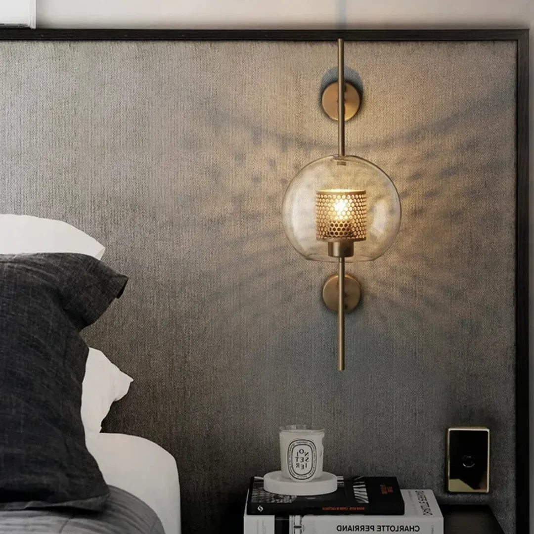 Industrial Wandleuchte aus Metall und Glas für das Wohnzimmer