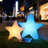 Weiße LED Gartenleuchte in Sternform mit RGB-Farbwechsel