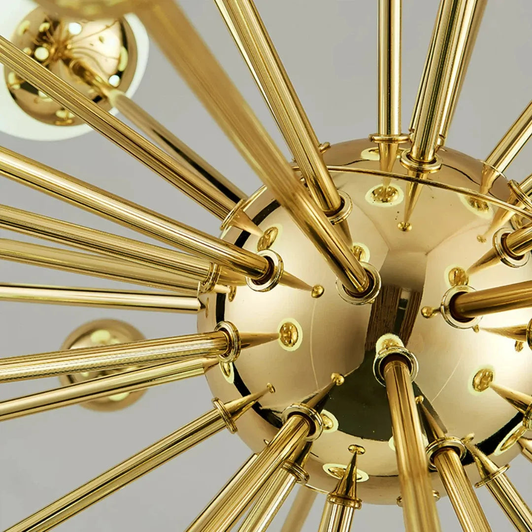 Radiale Leuchtenarme des modernen goldenen Sputnik-Kronleuchters